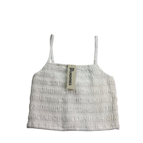 No Boundaries Smocked Cami Crop Top Winter White Size XS (0-2) New - Picture 1 of 5